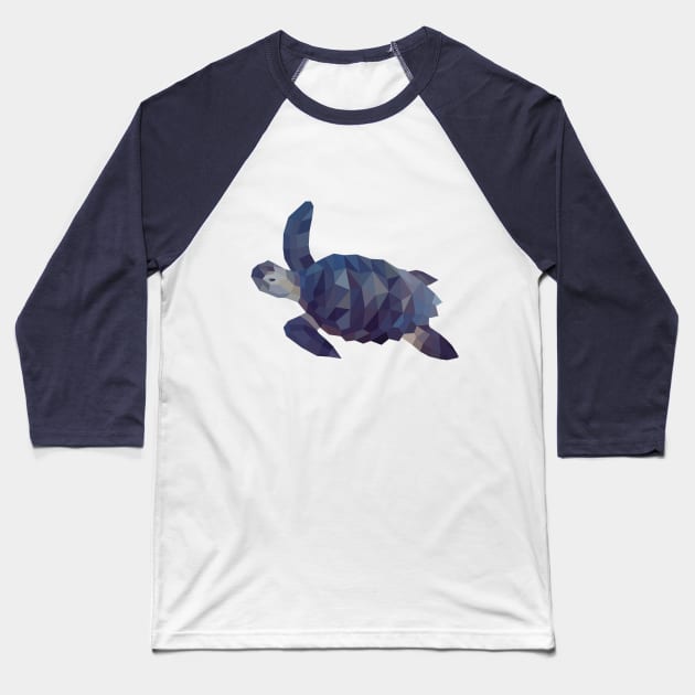 Blue Sea Turtle Baseball T-Shirt by shaldesign